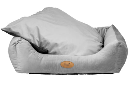 Blovi Bed Velur Love Light Grey – Elegant Rectangular Velvet Pet Bed, Large Size