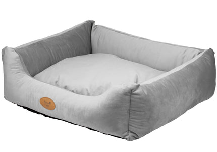 Blovi Bed Velur Love Light Grey – Elegant Rectangular Velvet Pet Bed, Large Size