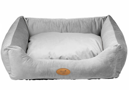 Blovi Bed Velur Love Light Grey – Elegant Rectangular Velvet Pet Bed, Large Size