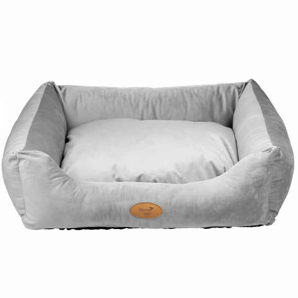 Blovi Bed Velur Love Light Grey – Elegant Rectangular Velvet Pet Bed, Large Size