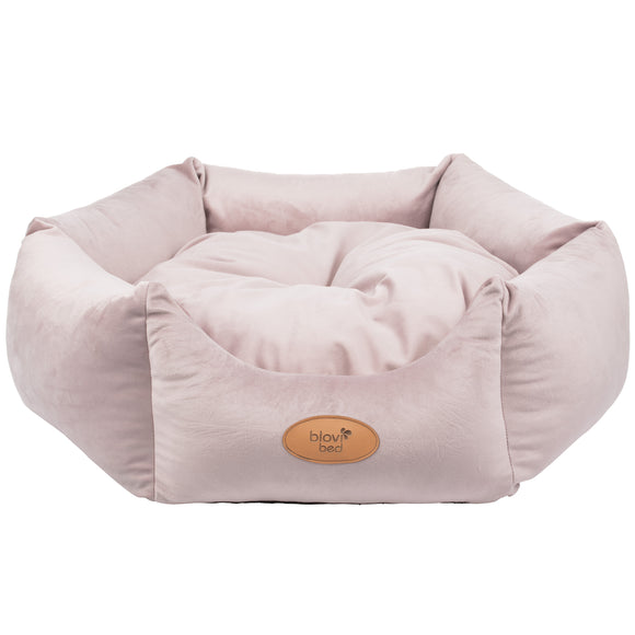 Biglo Velur Love Pink Velvet Pet Bed – Elegant Hexagonal Design, Medium, Dirty Pink