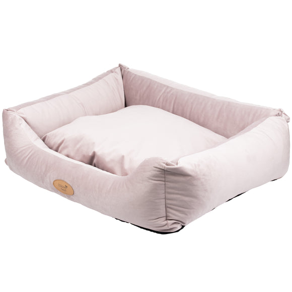 Blovi Bed Velur Love Pink L – Elegant Rectangular Velvet Pet Bed, Large, Dirty Pink