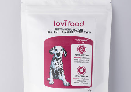 Lovi Food Oral Hygiene Treats – Activated Carbon and Peppermint, 70g, Fresh Breath Formula