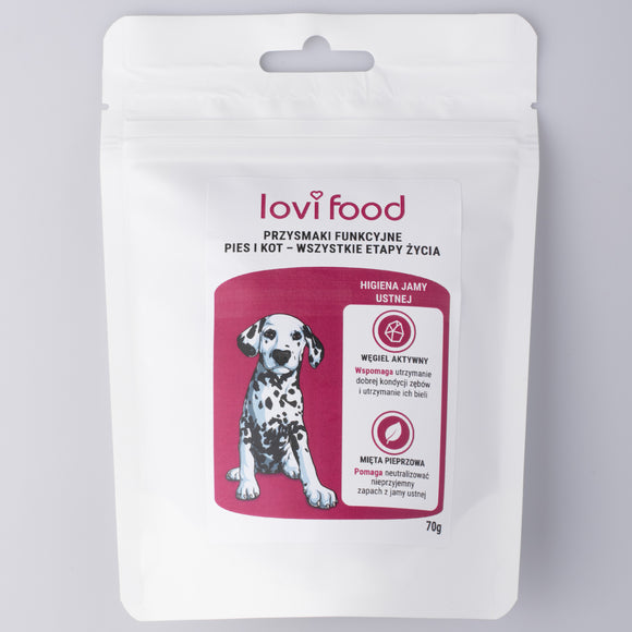 Lovi Food Oral Hygiene Treats – Activated Carbon and Peppermint, 70g, Fresh Breath Formula