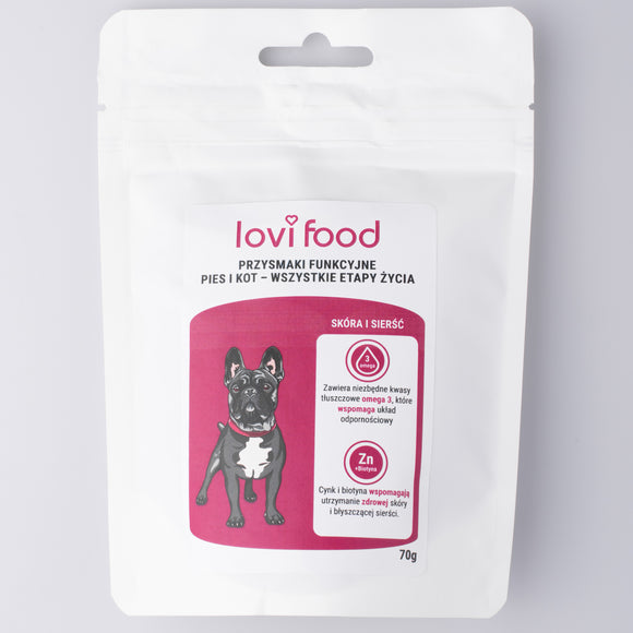 Lovi Food Skin and Fur Treats 70g – Omega-3, Zinc, Biotin, Supports Healthy Coat