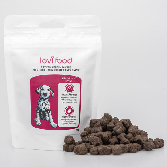 Lovi Food Oral Hygiene Treats – Activated Carbon and Peppermint, 70g, Fresh Breath Formula