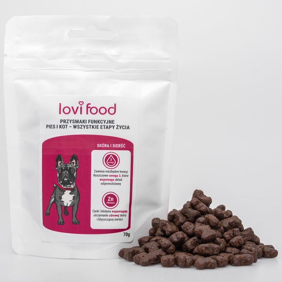Lovi Food Skin and Fur Treats 70g – Omega-3, Zinc, Biotin, Supports Healthy Coat