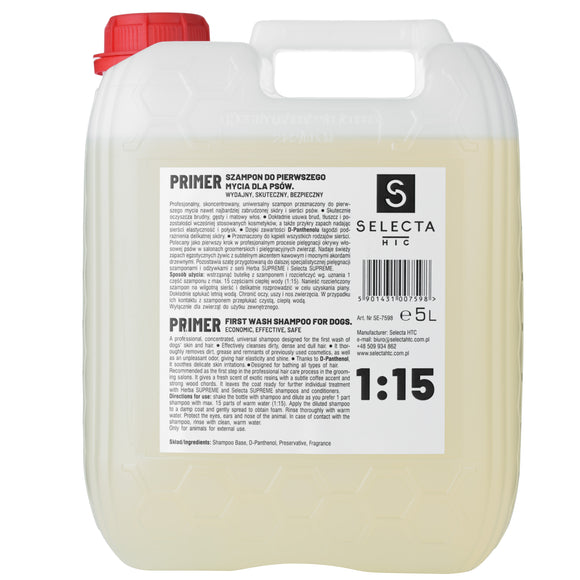 Selecta Primer Cleansing Shampoo Concentrate 5L – Deep-Clean Formula, 1:15 Dilution Ratio