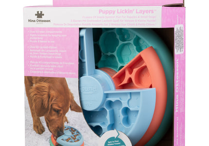 Nina Ottosson Puppy Lickin' Layers Level 2 – Interactive Slow Feeder Bowl and Puzzle Game, Educational Design