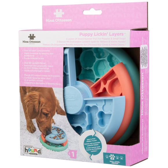 Nina Ottosson Puppy Lickin' Layers Level 2 – Interactive Slow Feeder Bowl and Puzzle Game, Educational Design