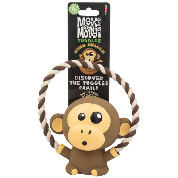 Max&Molly King Julian Monkey Dog Toy – Durable Latex Rope Design with Squeaker