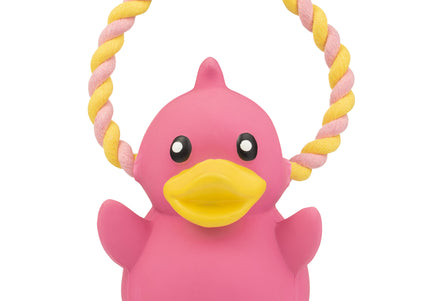 Max&Molly Miss Daisy Dog Toy – Latex Duck with Rope and Squeaker, Durable Design