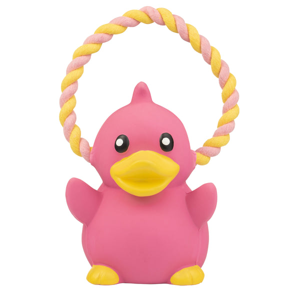 Max&Molly Miss Daisy Dog Toy – Latex Duck with Rope and Squeaker, Durable Design