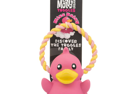 Max&Molly Miss Daisy Dog Toy – Latex Duck with Rope and Squeaker, Durable Design
