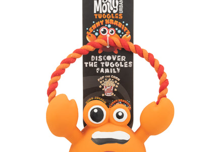 Max&Molly Lenny Krabitz Dog Toy – Durable Latex Crab with Rope and Squeaker