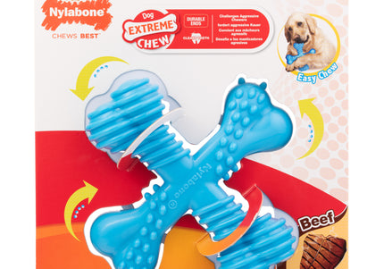 Nylabone Extreme X Shaped Beef Chew – Large Durable Hard Chew, Beef Flavor