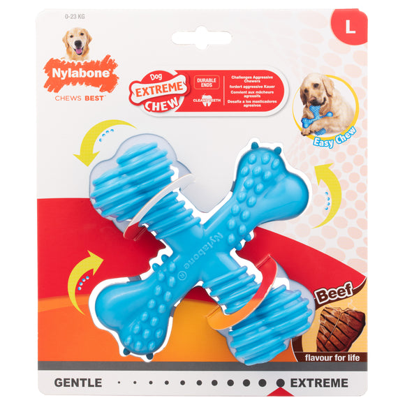 Nylabone Extreme X Shaped Beef Chew – Large Durable Hard Chew, Beef Flavor