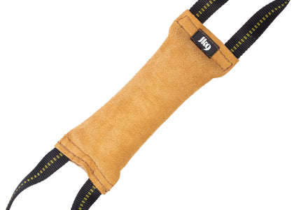 Julius-K9 Leather Tug Toy – Brown, 25cm, Dual Handles, Durable Training Aid