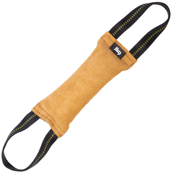 Julius-K9 Leather Tug Toy – Brown, 25cm, Dual Handles, Durable Training Aid