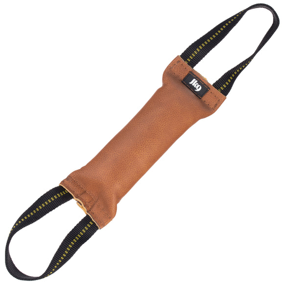 Julius-K9 Leather Tug Toy – Brown, 25cm, Dual Handles, Durable Training Aid