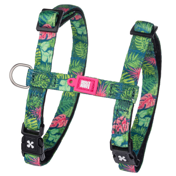 Max&Molly Cat Harness and Leash Set – Adjustable Tropical Leaves Pattern, Lightweight Design