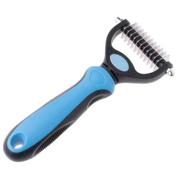 Blovi Small Undercoat Rake Blue – Ergonomic Hook Trimmer with Fine Teeth, Lightweight Design