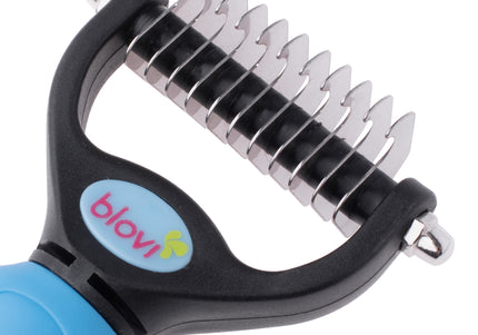 Blovi Small Undercoat Rake Blue – Ergonomic Hook Trimmer with Fine Teeth, Lightweight Design