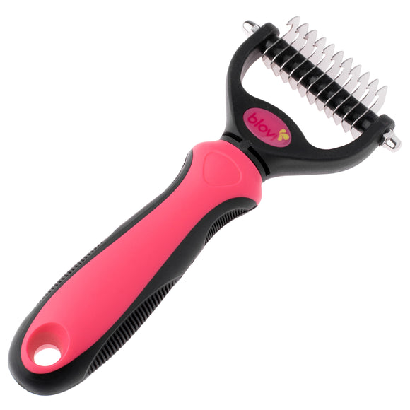 Blovi Small Undercoat Rake Pink – Ergonomic Hook Trimmer with Comfortable Grip, Lightweight Design