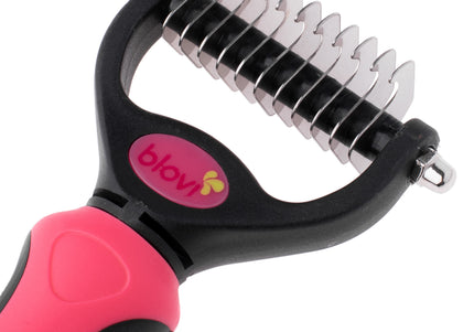 Blovi Small Undercoat Rake Pink – Ergonomic Hook Trimmer with Comfortable Grip, Lightweight Design
