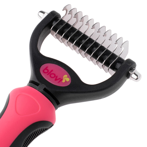 Blovi Small Undercoat Rake Pink – Ergonomic Hook Trimmer with Comfortable Grip, Lightweight Design