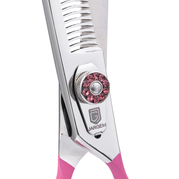 Jargem Pink Blenders 7.5" – Single-Sided Thinning Shears with Decorative Screw, 50 Teeth