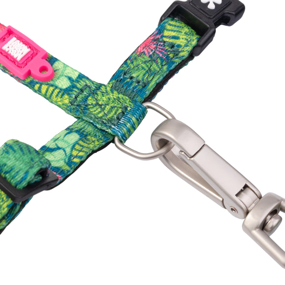 Max&Molly Cat Harness and Leash Set – Adjustable Tropical Leaves Pattern, Lightweight Design