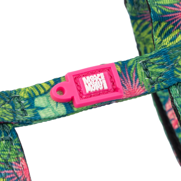 Max&Molly Cat Harness and Leash Set – Adjustable Tropical Leaves Pattern, Lightweight Design