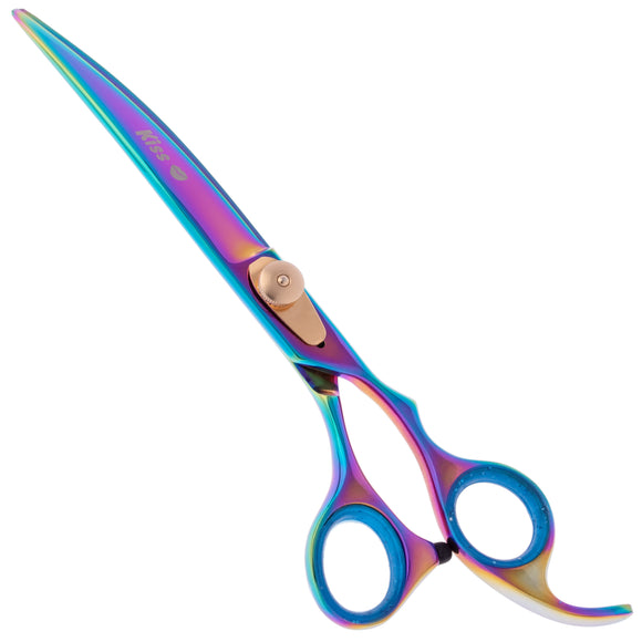 Geib Gold Rainbow Kiss Curved Scissors – 8.5in Micro-Bevel Blades with Premium Rainbow Finish