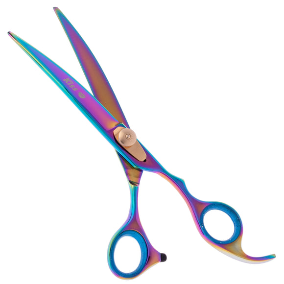 Geib Gold Rainbow Kiss Curved Scissors – 8.5in Micro-Bevel Blades with Premium Rainbow Finish