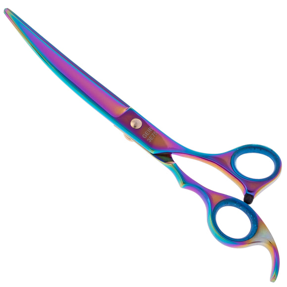 Geib Gold Rainbow Kiss Curved Scissors – 8.5in Micro-Bevel Blades with Premium Rainbow Finish