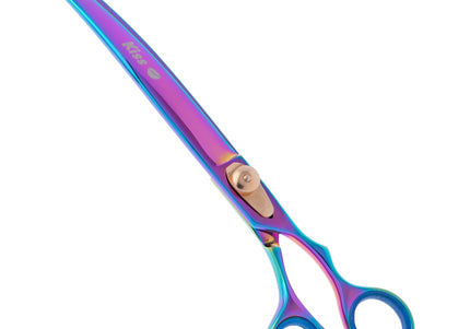 Geib Gold Rainbow Kiss Curved Scissors – 8.5in Micro-Bevel Blades with Premium Rainbow Finish