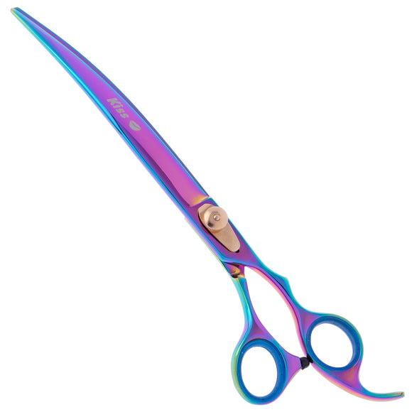 Geib Gold Rainbow Kiss Curved Scissors – 8.5in Micro-Bevel Blades with Premium Rainbow Finish