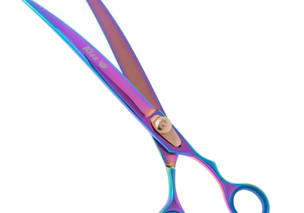 Geib Gold Rainbow Kiss Curved Scissors – 8.5in Micro-Bevel Blades with Premium Rainbow Finish