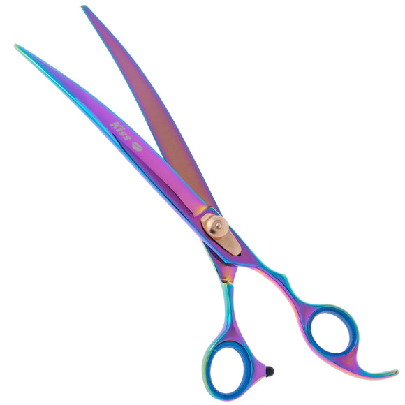 Geib Gold Rainbow Kiss Curved Scissors – 8.5in Micro-Bevel Blades with Premium Rainbow Finish