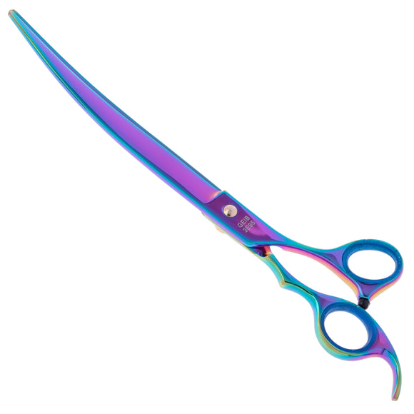 Geib Gold Rainbow Kiss Curved Scissors – 8.5in Micro-Bevel Blades with Premium Rainbow Finish
