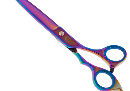 Geib Gold Rainbow Kiss Straight Scissors – Micro-Bevel Edge, 7.5in, Premium Rainbow Finish