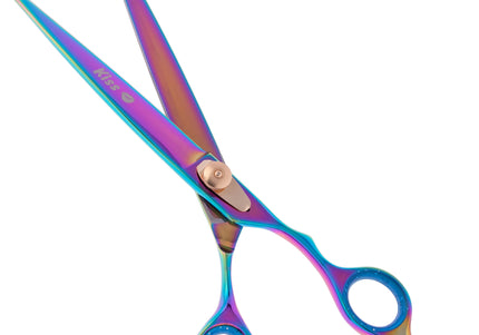 Geib Gold Rainbow Kiss Straight Scissors – Micro-Bevel Edge, 7.5in, Premium Rainbow Finish