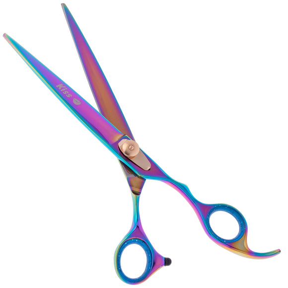 Geib Gold Rainbow Kiss Straight Scissors – Micro-Bevel Edge, 7.5in, Premium Rainbow Finish