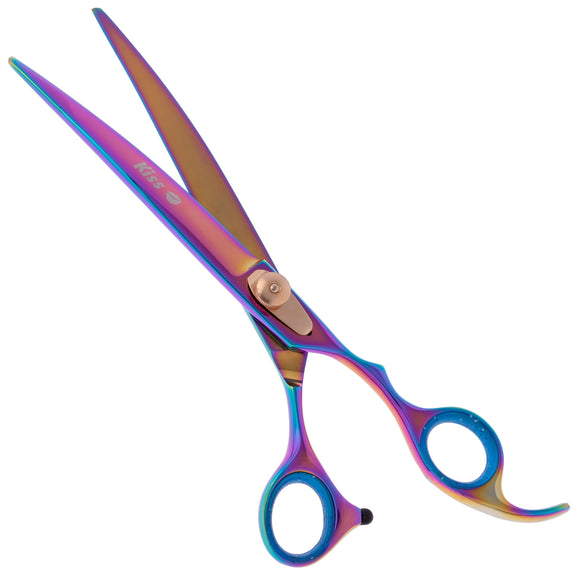 Geib Gold Rainbow Kiss Curved Scissors – 8.5in Micro-Bevel Blades with Premium Rainbow Finish