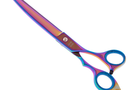 Geib Gold Rainbow Kiss Curved Scissors – 8.5in Micro-Bevel Blades with Premium Rainbow Finish