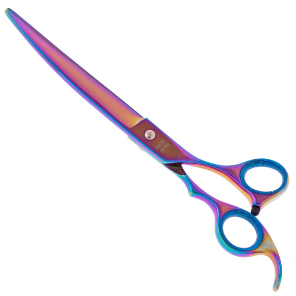 Geib Gold Rainbow Kiss Curved Scissors – 8.5in Micro-Bevel Blades with Premium Rainbow Finish