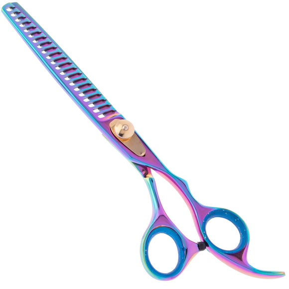 Geib Gold Rainbow Kiss Chunker 7.5" – Single-Sided Thinning Shears, 21 Teeth, Premium Rainbow Finish