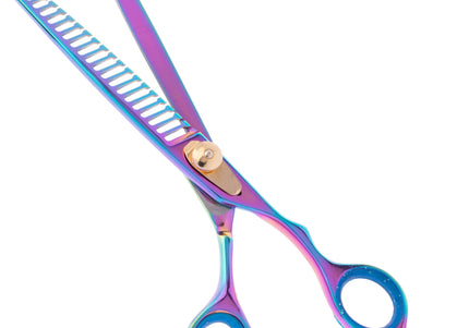 Geib Gold Rainbow Kiss Chunker 7.5" – Single-Sided Thinning Shears, 21 Teeth, Premium Rainbow Finish