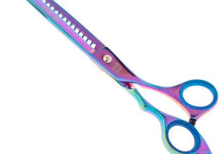 Geib Gold Rainbow Kiss Chunker 7.5" – Single-Sided Thinning Shears, 21 Teeth, Premium Rainbow Finish